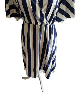 Adorable navy blue and white striped dress thumbnail 4