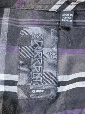 Men’s Black and Purple Plaid Casual Button Down Shirt XL GUC thumbnail 3