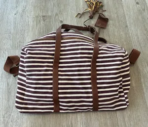 Mossimo Burgundy/Cream Stripe Duffle Bag thumbnail 1