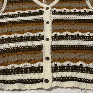 Ultra Pink Brown and Cream Striped Crochet Top thumbnail 4