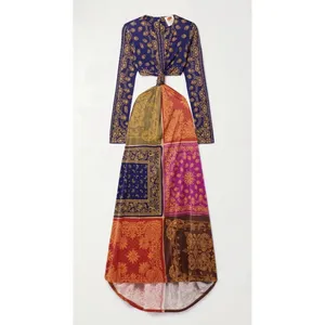 Farm Rio Bandana Dream Knotted Cutout Printed Jersey Maxi Dress Size Large thumbnail 2