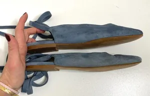 Madewell April Ankle Wrap Blue Suede Ballet Flats thumbnail 7