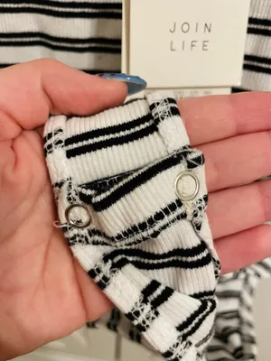 Zara Small Bodysuit Tank Top Black and White Striped thumbnail 5