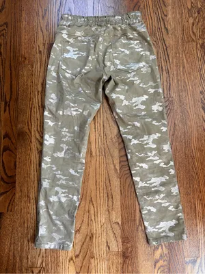 Bevy Flog Shely Beige Gold Metallic Camo Drawstring Pants Size 25 thumbnail 3