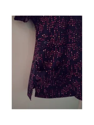 Dickies Unisex Nurse Doc Vet Scrub Top Pockets Size Small Navy with Dots thumbnail 7