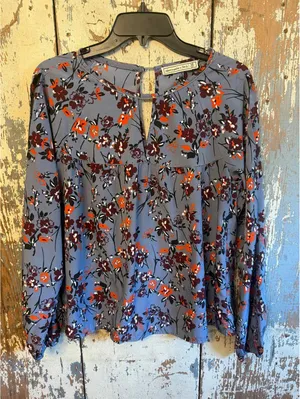 Abercrombie and Fitch Women's Purple Orange Split-Sleeve Blouse, size Medium thumbnail 1