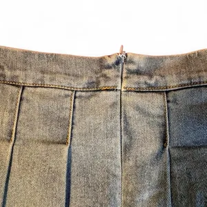 Light Blue Pleated Mini Denim Skirt with undershorts Sz M thumbnail 5