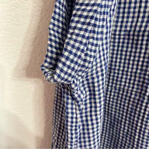 Old Navy Womens Shirt Blouse Blue White Gingham Plaid Boxy Button Up Size XL thumbnail 6