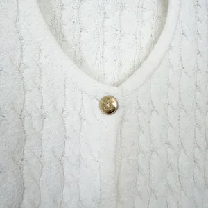 J. Crew White Odette Cable Knit Sweater Lady Jacket Sz L thumbnail 3