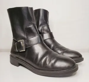6/$36 Zara Woman Leather Biker Boots with Stretch Leg Black Size 38 5156/101 thumbnail 1