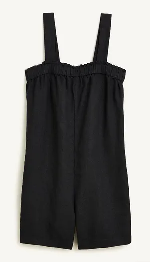 NWT J. Crew Size Medium Black Relaxed 100% Linen Sleeveless Stretch Romper NEW thumbnail 1