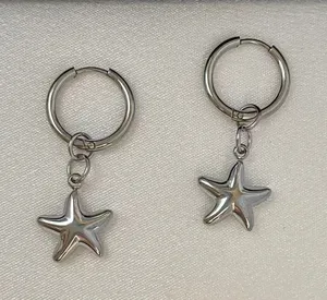 Star Dangle Drop Earrings for Men Women Streetwear Punk Hip Hop Unisex Style thumbnail 1
