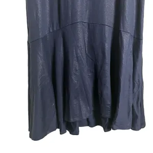 Maeve Anthropologie Ismene Navy Blue Metallic Cap Sleeve Drop Waist Midi Dress L thumbnail 5
