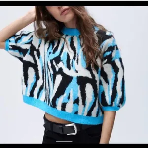 ZARA Black and Blue Zebra Print Sweater thumbnail 1
