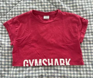 Gymshark Pink Cropped Tee with White Logo thumbnail 1