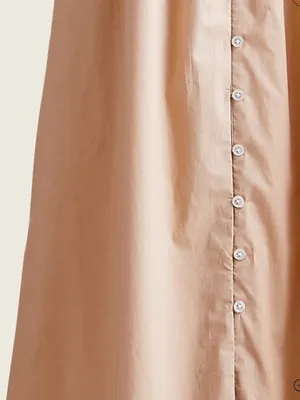 J Crew Button-front 100% cotton poplin midi dress smocked back sleeveless tan 4 thumbnail 3