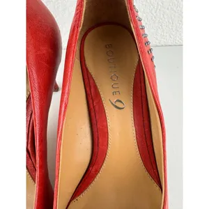 Boutique 9 Red Leather Studded Pointed Toe Stiletto‎ Heels Size 7.5M thumbnail 2