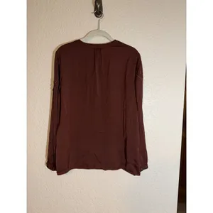 Goldray Studded V-Neck Blouse Brown M Womens Long Sleeve Satin Top NEW thumbnail 9