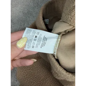 Nike Sweatpants Women S Tan Sherpa Therma-Fit Wide Leg Pocket Fleece Swoosh thumbnail 5