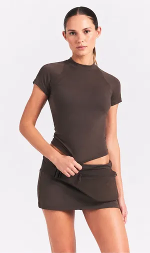 NWT Nike Skims Airy baby tee size XL dark sepia sold out color thumbnail 1