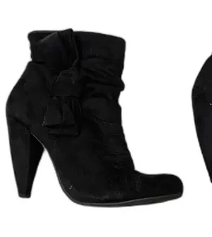Mossimo Fall Black Faux Suede Side Zip Up Heel Booties with Bow Women's Sz 7.5 thumbnail 1