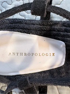 Anthropologie Fringed Rope Tassel Sandals Black White Woven Boho Sandals Sz 8💛 thumbnail 7