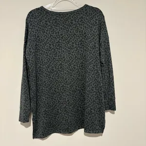 American Eagle plush‎ v neck animal cheetah print oversized long sleeve grey S thumbnail 2