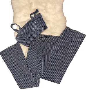 Forever 21 Striped Denim Crop Top and Wide Leg Jean 2 Piece Set Size Small thumbnail 3