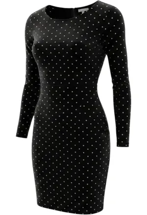 H&M Bodycon Dress Sz L Black Velvet Rhinestone Studded Scoop Back Mini thumbnail 1