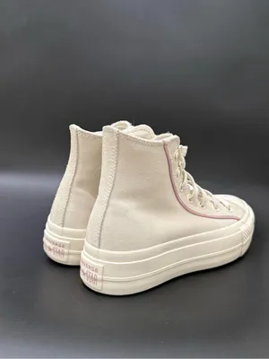 CONVERSE Chuck Taylor All Star Lift Platform High Tops Beige Suede Lilac Piping thumbnail 3