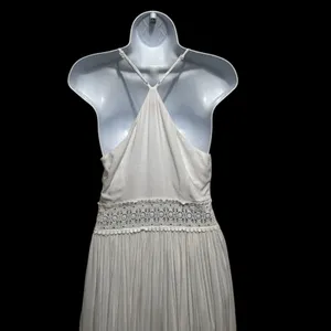 Pink Lily‎ Boho Cottage Maxi Dress M White Lace Waist Fairy Ethereal Festival thumbnail 3