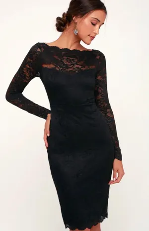 Black Long Sleeve Bodycon Dress thumbnail 1