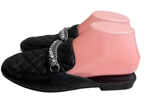 Steve Madden Kalista Black Quilted Chain Embellished Loafer‎ Mules Sz 7M used 1x thumbnail 1