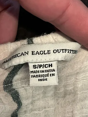American Eagle Outfitters Blouse Womens Small Striped Puff Sleeve Cropped Top thumbnail 5