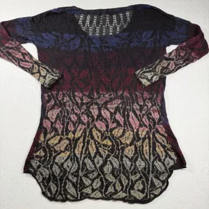 Free People Dark Berry Ombre Jacquard Knit Tunic Sweater Women’s M thumbnail 2