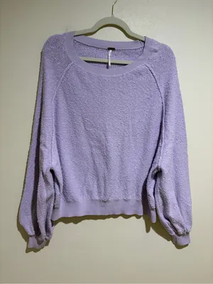Free People Found My Friend Textured Pullover Sweatshirt Lilac Purple Small thumbnail 4