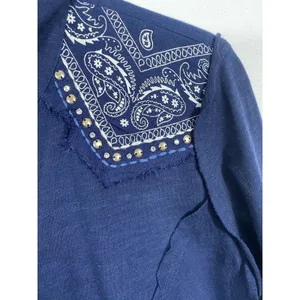 Idyllwind Navy Embellished Top size XS Cowgirl core rodeo style edgy western thumbnail 7