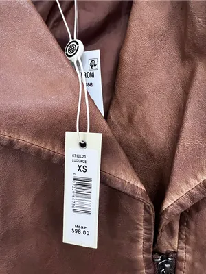 Max Studio Faux Leather Moto Jacket - Brown thumbnail 4
