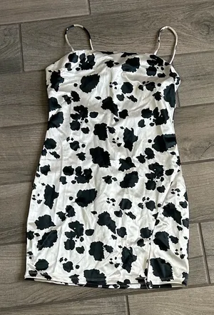 Monochrome Spaghetti Strap Mini Dress Black thumbnail 1