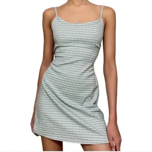 John Galt Plaid Shift Dress Mini White Gingham Preppy Pistachio Green Picnic thumbnail 2