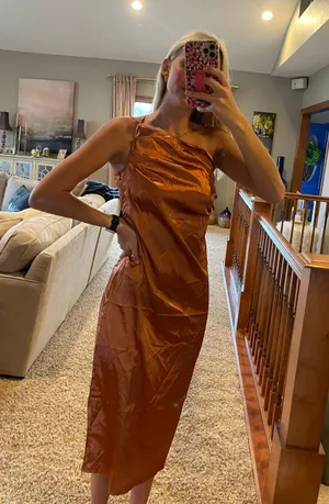 Amazon Burnt Orange Midi Dress thumbnail 1