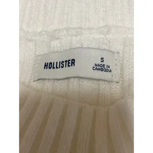 Hollister White Rib Knit Long Sleeve Mock Neck Ribbed Knit Mini A Line Dress S thumbnail 5