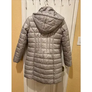 Guess Womens M Puffer Grey Hooded Jacket Black Size M thumbnail 8