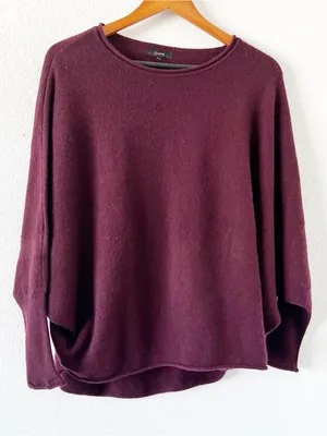 Quince Mongolian Cashmere Batwing Burgundy Oversized Dolman Sweater thumbnail 2