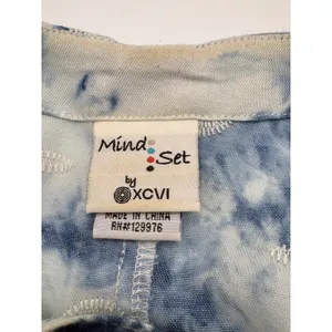 Mindset‎ by XCVI Large Blue Acid Wash Tie Dye Crochet Lace Poncho Top Boho thumbnail 7