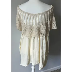Free People Coastal Knit Cream Oversized Boho Cottagecore Blouse Size XS thumbnail 6