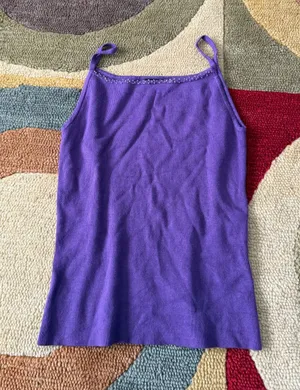 U2 Purple Y2K Style Vintage Beaded Sweater Cami Tank Top Spaghetti Straps Small thumbnail 1