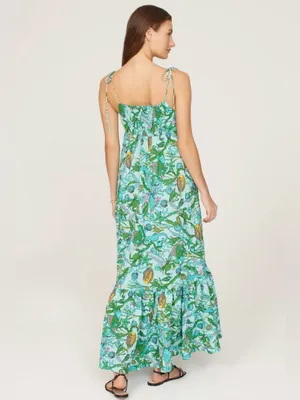 kate spade Green Floral Tie-Shoulder Maxi Dress with pockets thumbnail 3