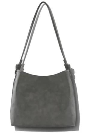 New 8 Other Reasons Betsy Slouch Tote Stone Gray Suede Shoulder Bag Minimalist thumbnail 1