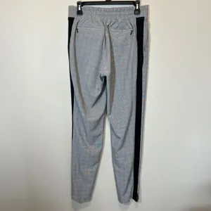 Athleta Brooklyn Ankle Pant Grey Glen Plaid Black Side Stripe Tapered Size 4T thumbnail 6